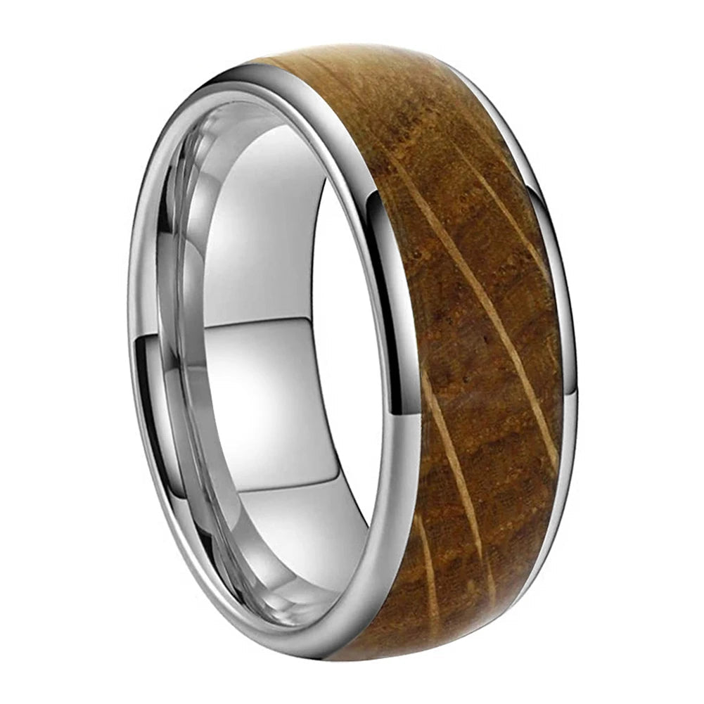 Tungsten Ring with Wood Inlay
