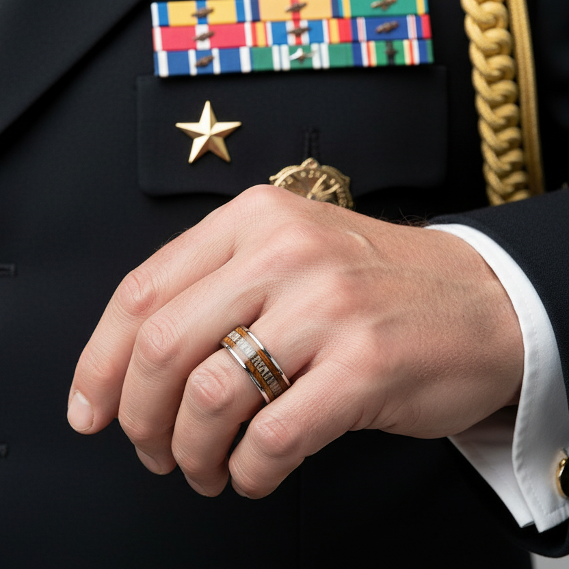 Tungsten Ring with Deer Antler Inlay