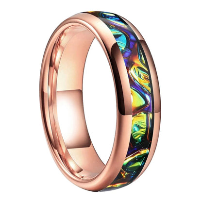 Tungsten Ring with Dragon Burl Dichrolam Inlay
