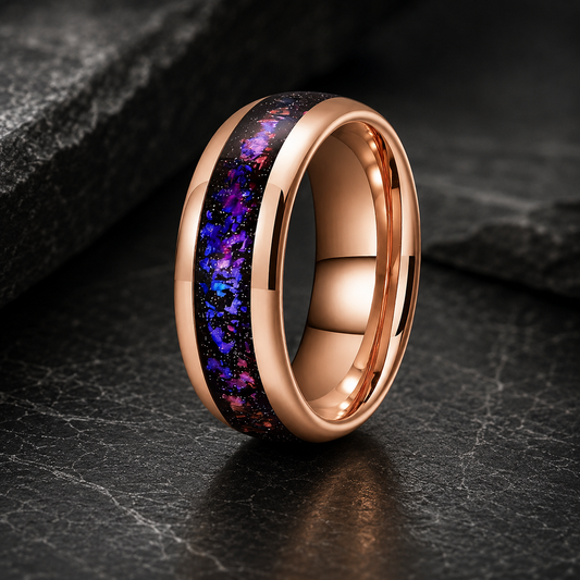 Tungsten Ring with Orion Nebula & Meteorite Inlay