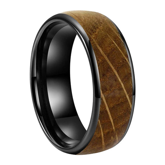 Tungsten Ring with Wood Inlay