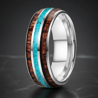 Tungsten_Ring_Turquoise_Koa_Wood_Inlay.