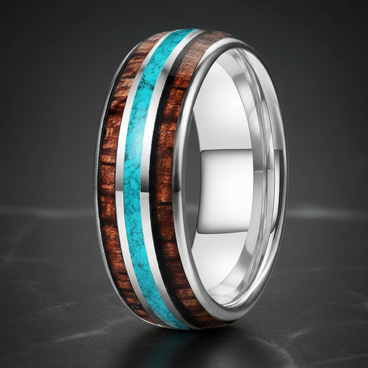 Tungsten_Ring_Turquoise_Koa_Wood_Inlay.