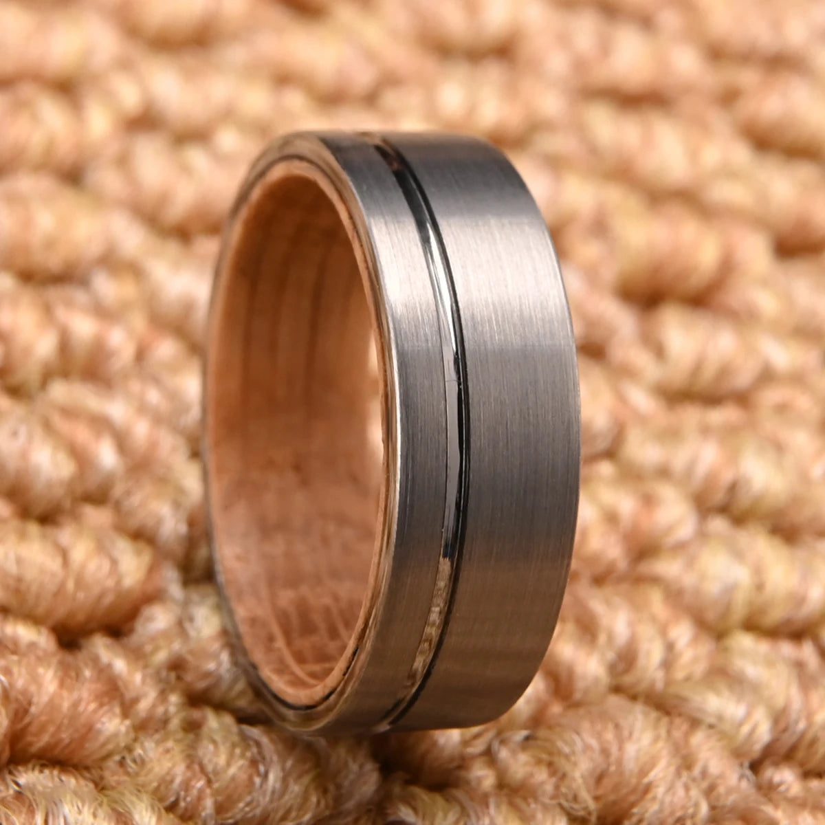Tungsten Ring Wine Barrel Wood Inner Ring