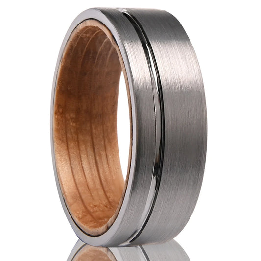 Tungsten Ring Wine Barrel Wood Inner Ring