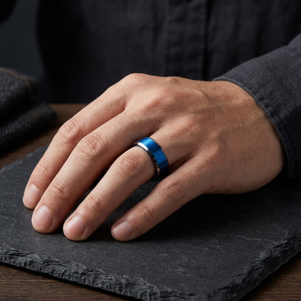 Tungsten Ring with Beveled Polished Finish