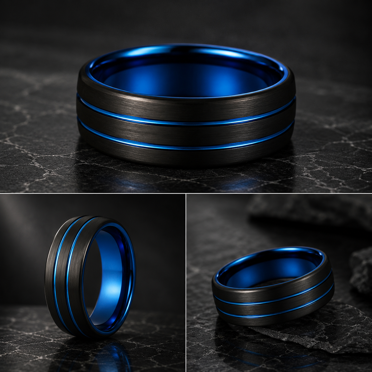 Tungsten Ring with Blue Inside