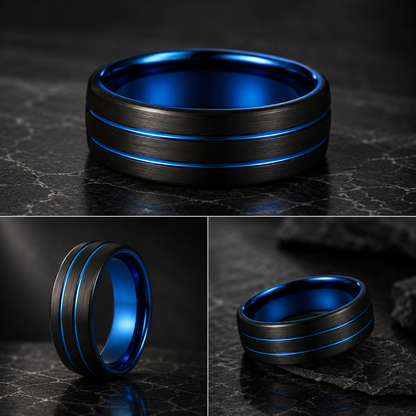 Tungsten Ring with Blue Inside