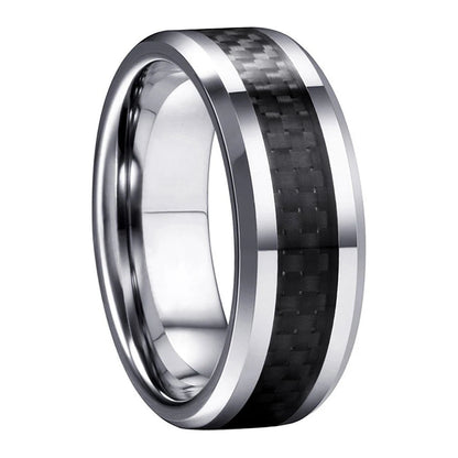 Tungsten Ring with Carbon Fiber Inlay