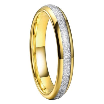 Tungsten Ring with Meteorite Inlay