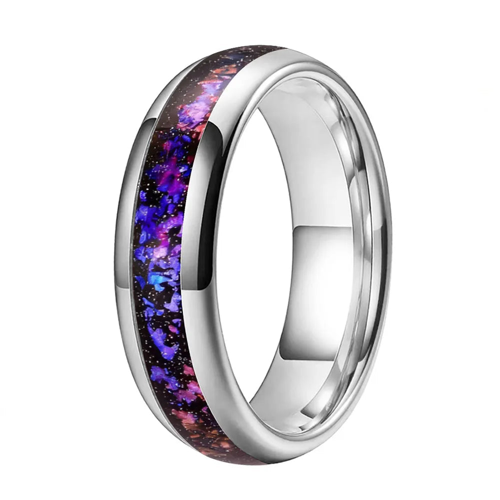 Tungsten Ring with Orion Nebula & Meteorite Inlay