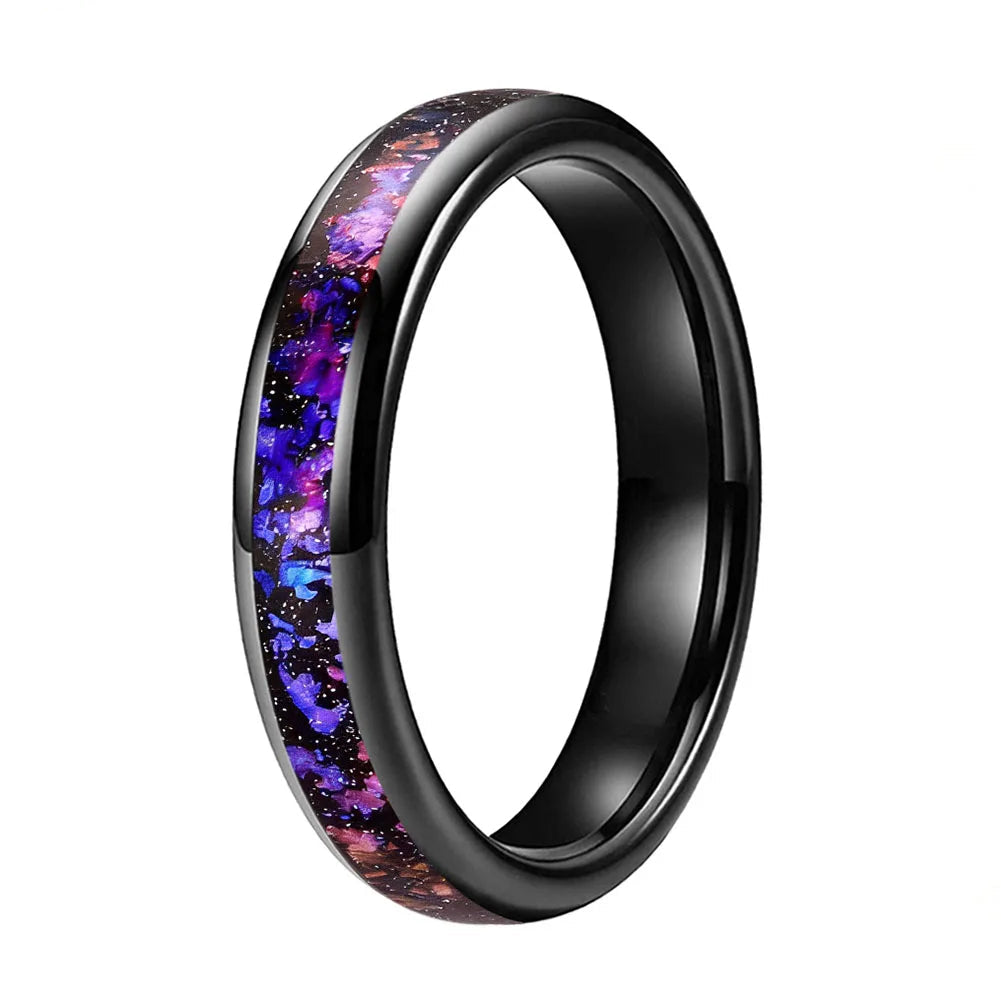 Tungsten Ring with Orion Nebula & Meteorite Inlay