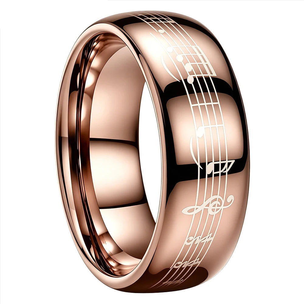 Tungsten Ring with Piano Five-Line Music Note Design