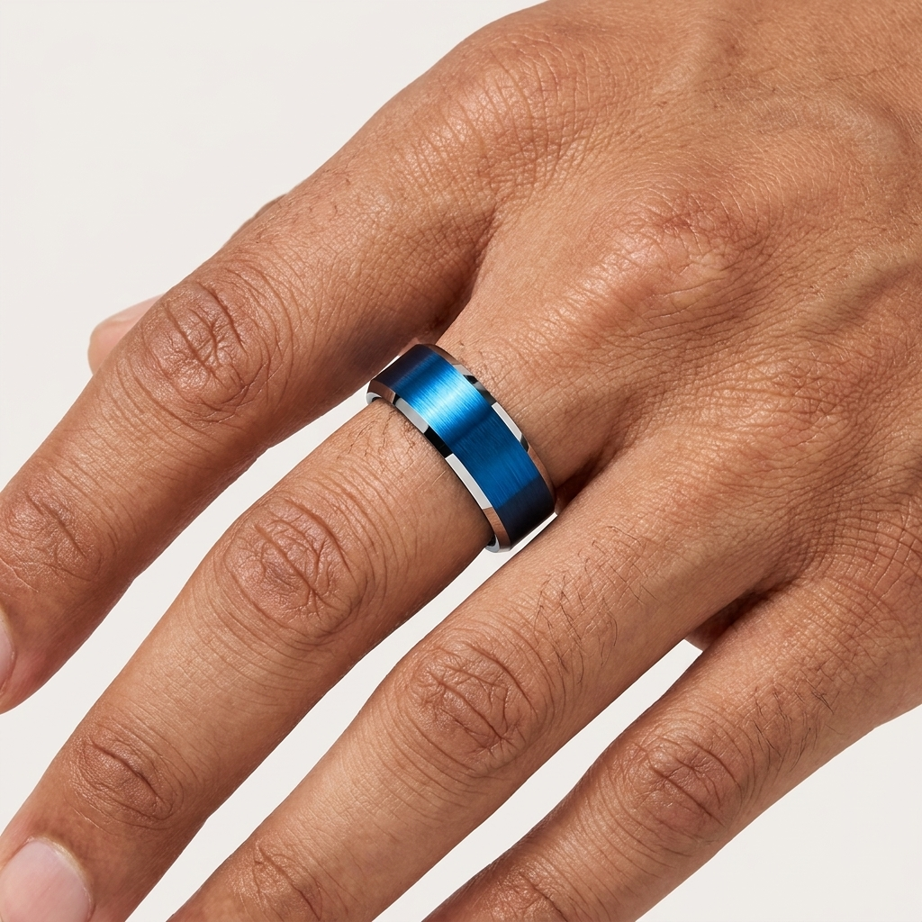 Tungsten Ring with Beveled Polished Finish