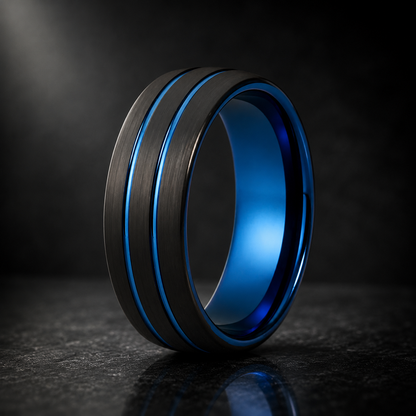 Tungsten Ring with Blue Inside