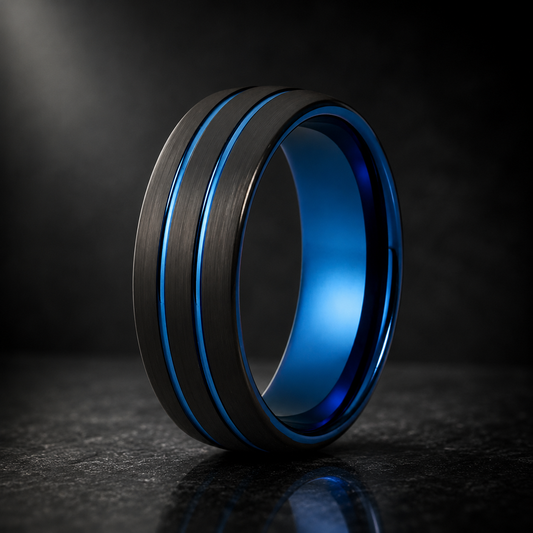 Tungsten Ring with Blue Inside