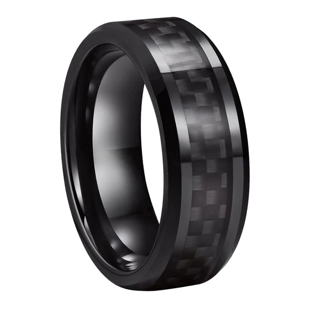 Tungsten Ring with Carbon Fiber Inlay