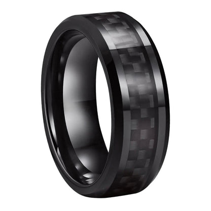 Tungsten Ring with Carbon Fiber Inlay