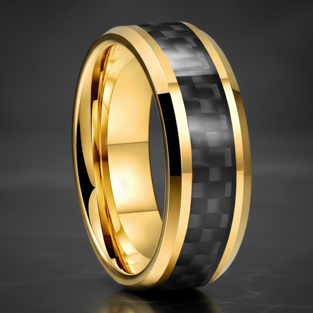 Tungsten Ring with Carbon Fiber Inlay