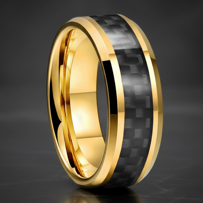 Tungsten Ring with Carbon Fiber Inlay