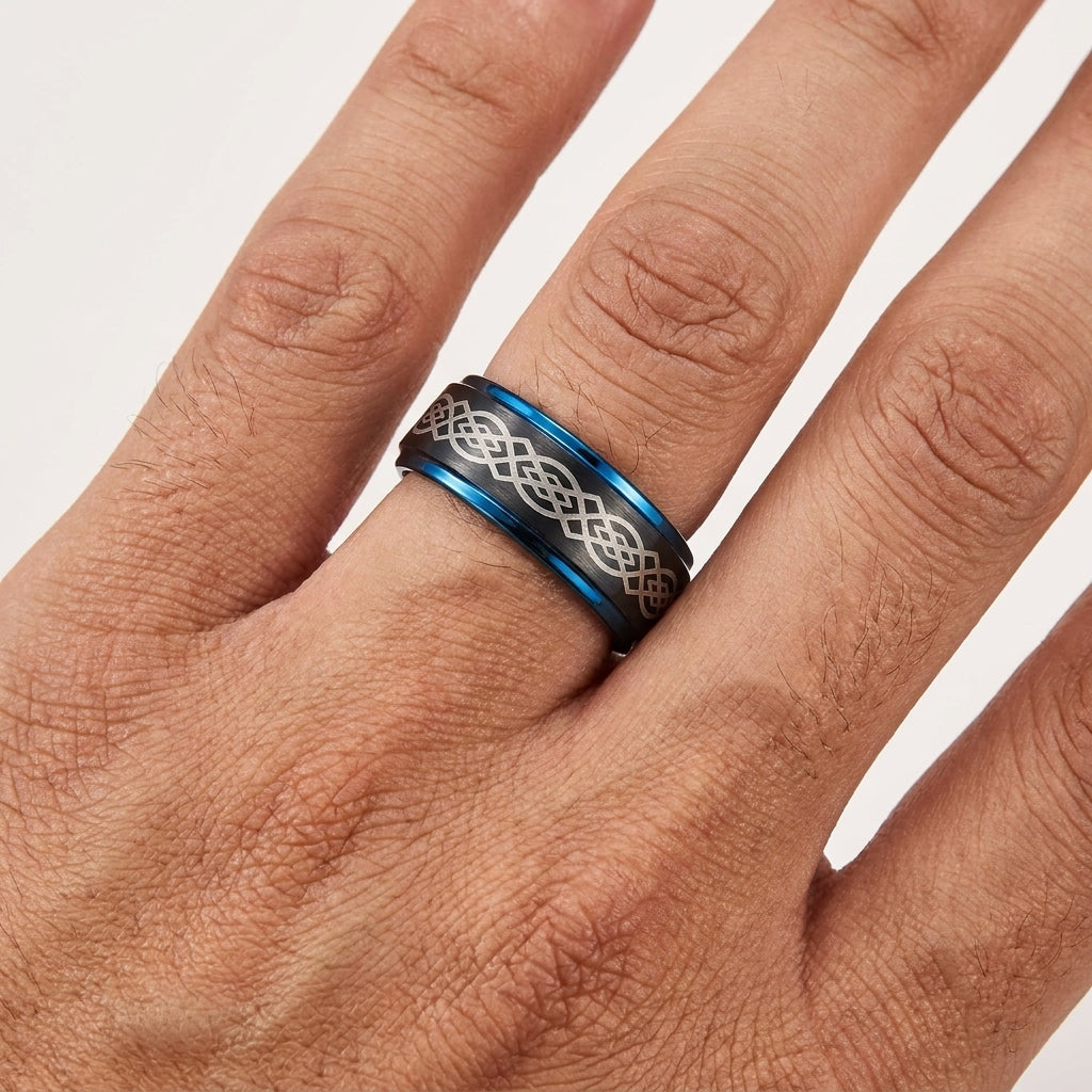 Tungsten Ring with Celtic Knot Engraving
