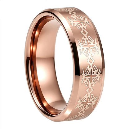 Tungsten Ring with Cross Totem Laser Engraving