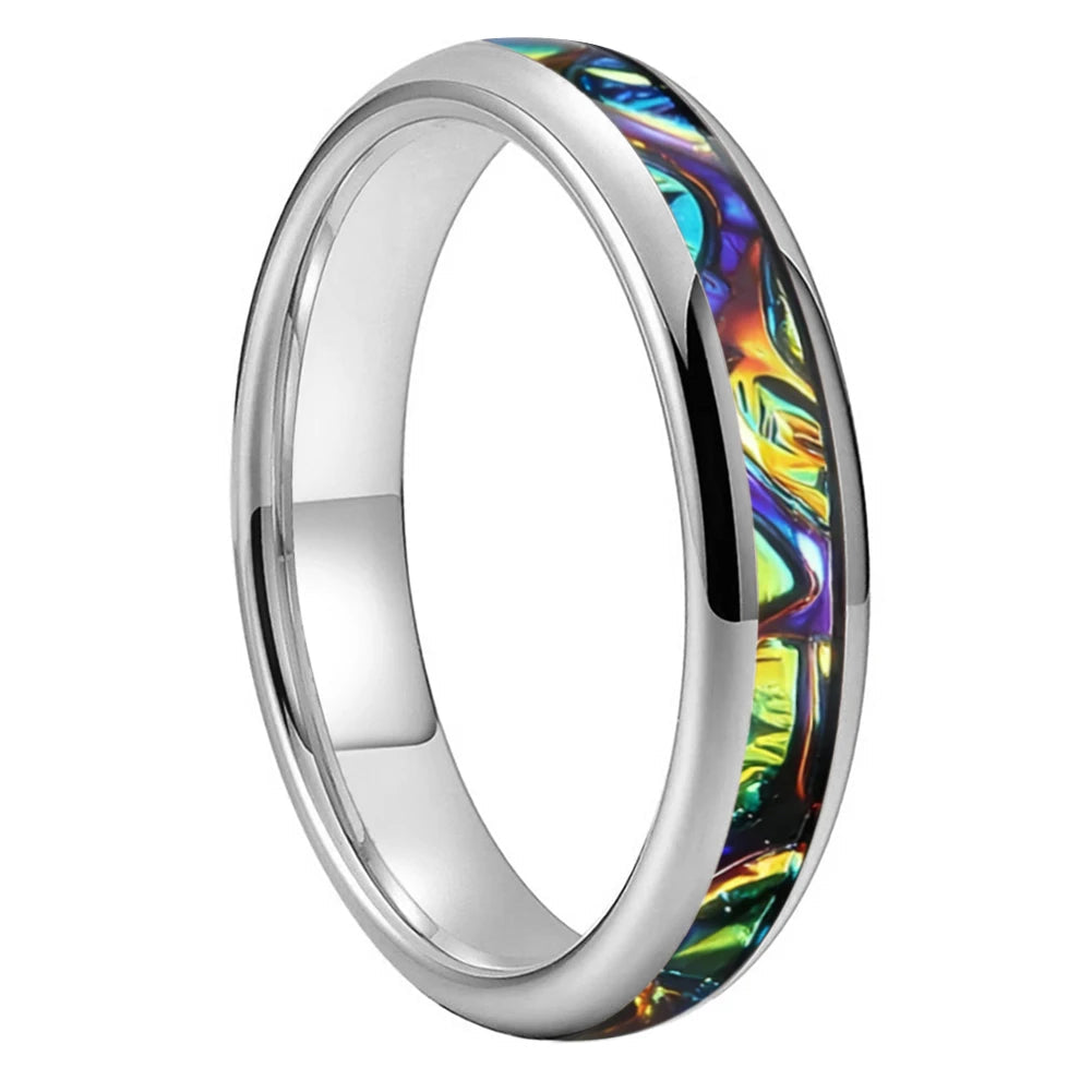 Tungsten Ring with Dragon Burl Dichrolam Inlay