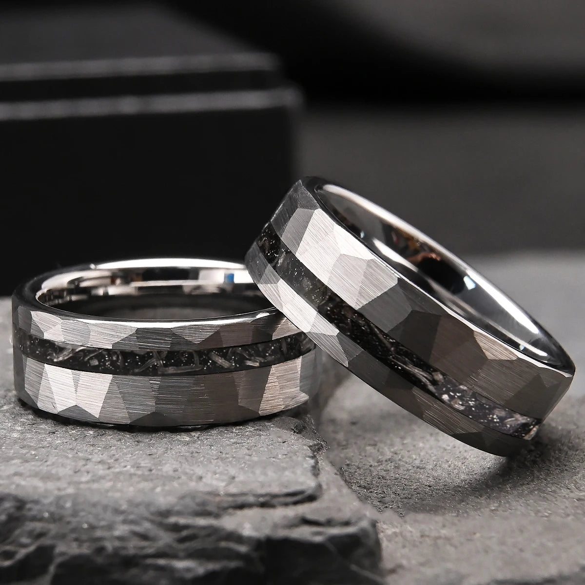 Tungsten Ring with Meteorite Fragment Inlay (8mm)
