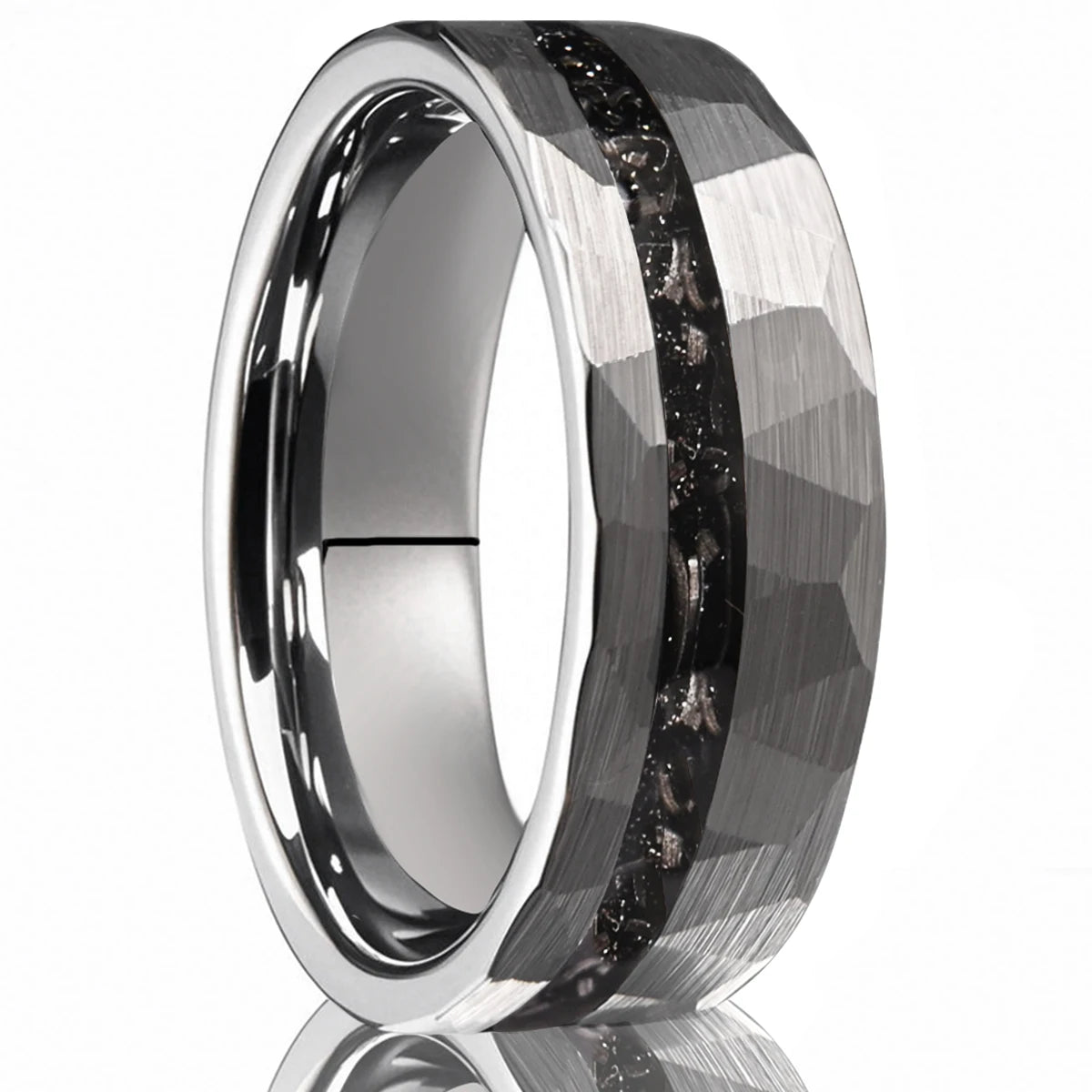 Tungsten Ring with Meteorite Fragment Inlay (8mm)