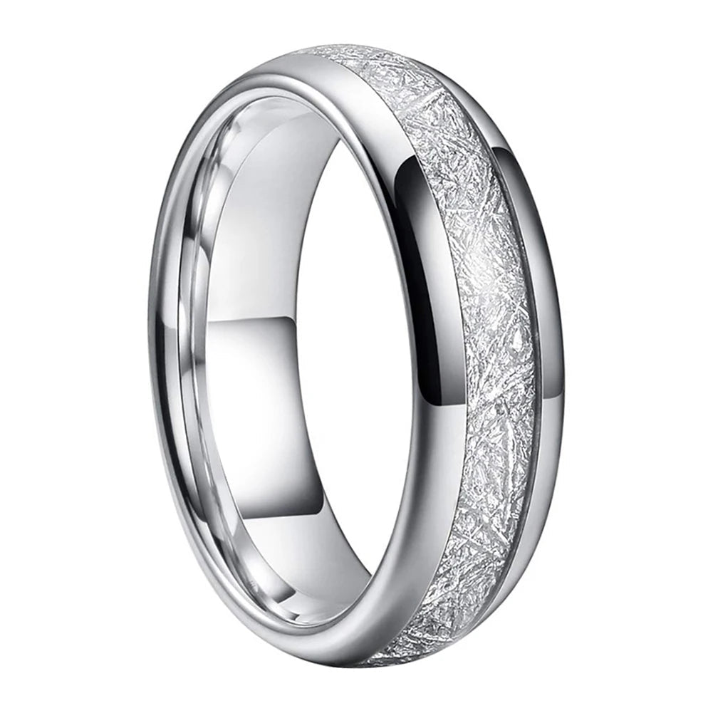 Tungsten Ring with Meteorite Inlay
