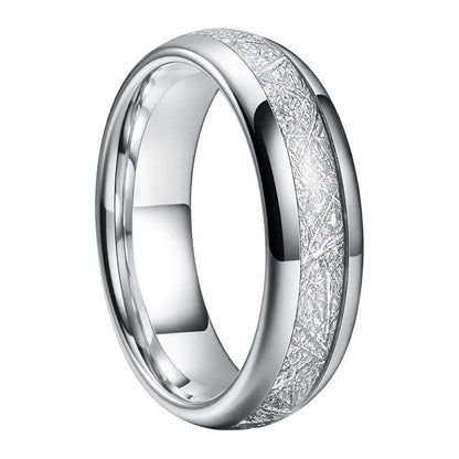 Tungsten Ring with Meteorite Inlay