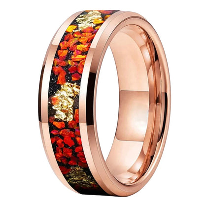 8MM Tungsten Ring with Orange Opal