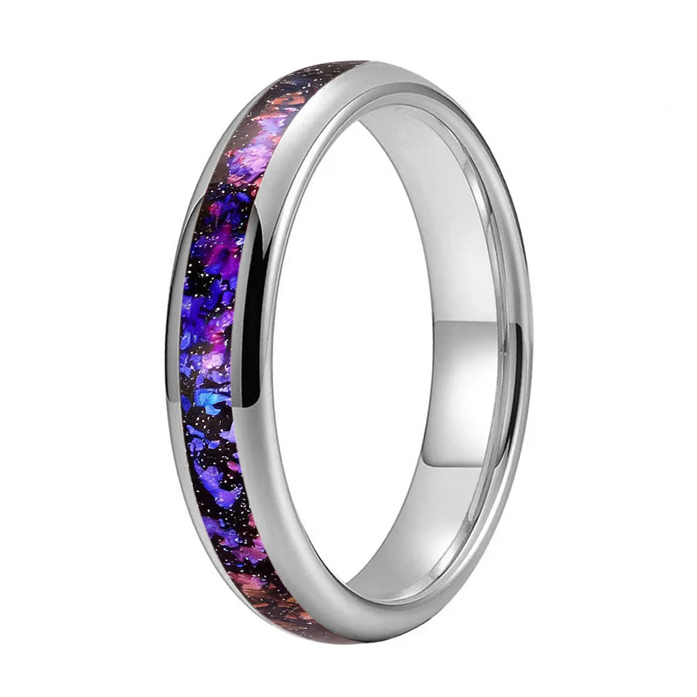 Tungsten Ring with Orion Nebula & Meteorite Inlay
