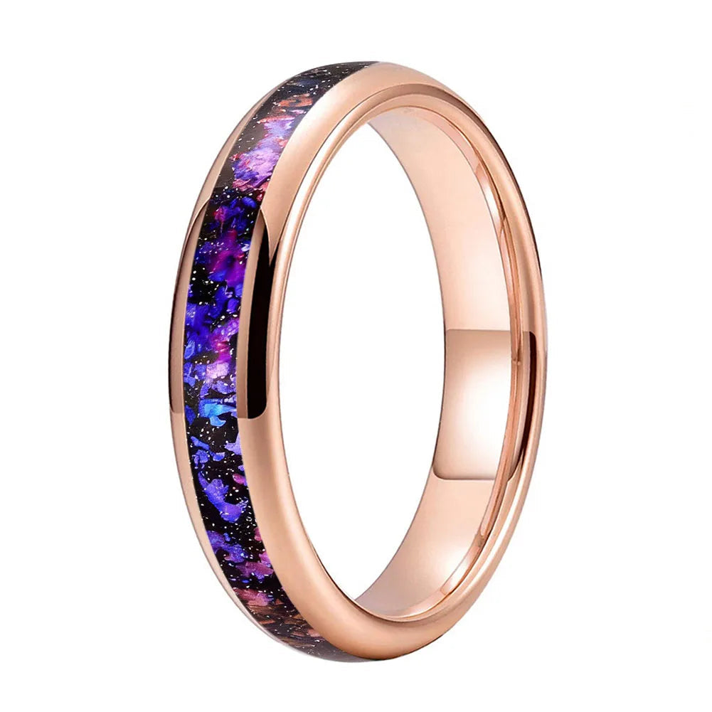Tungsten Ring with Orion Nebula & Meteorite Inlay