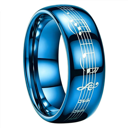 Tungsten Ring with Piano Five-Line Music Note Design