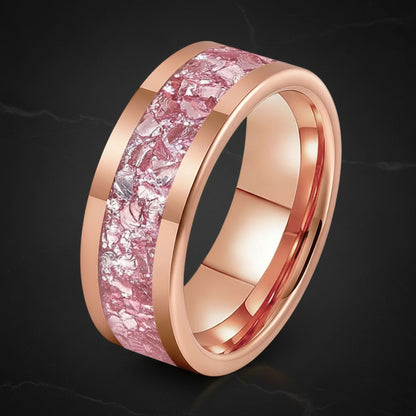 Tungsten Ring with Pink Morganite Inlay