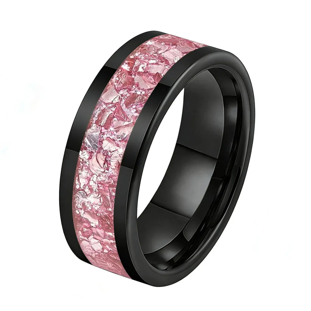 Tungsten Ring with Pink Morganite Inlay