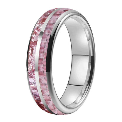 Tungsten Ring with Pink Morganite & Carbon Fiber Inlay