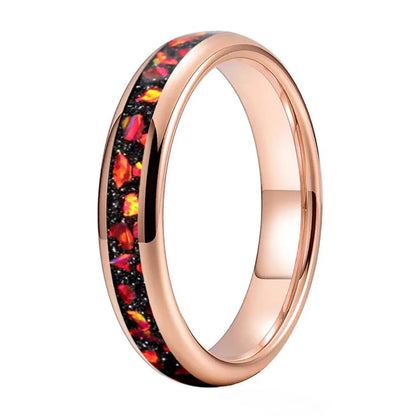 Tungsten Ring with Red Garnet Inlay