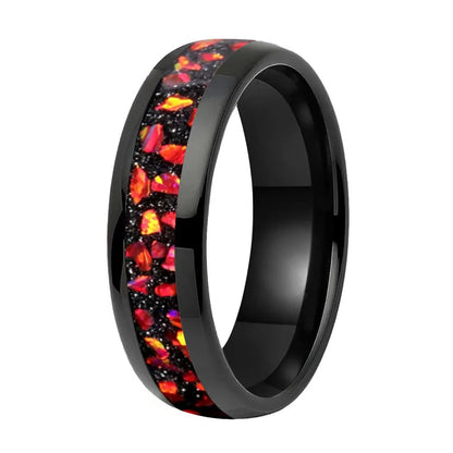 Tungsten Ring with Red Garnet Inlay