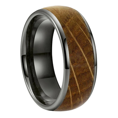 Tungsten Ring with Wood Inlay