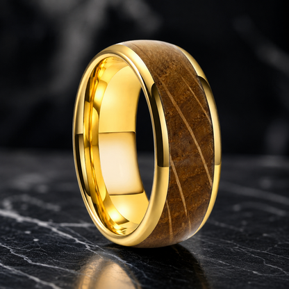Tungsten Ring with Wood Inlay