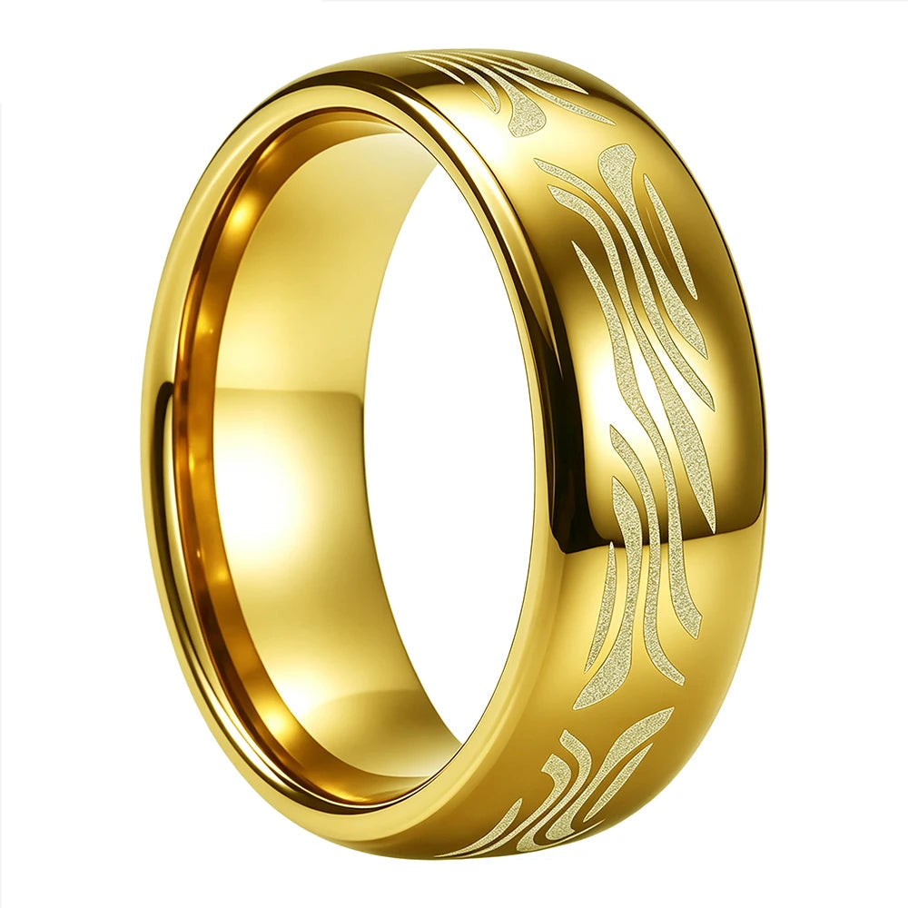 Tungsten Ring with Zebra Stripe Engraving