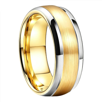 Tungsten Steel Wedding Ring Set with Silver Edge