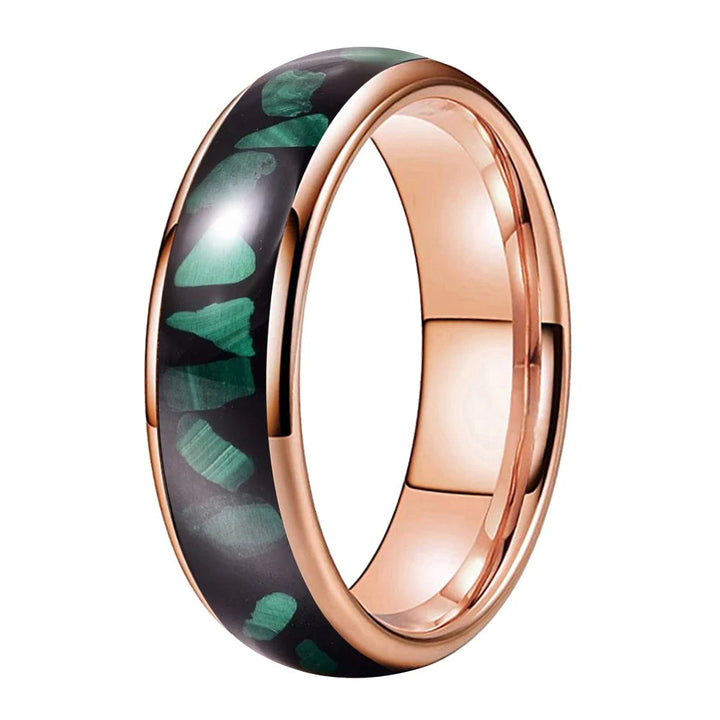 Tungsten Wedding Band with Green Malachite Inlay - Comfort Fit