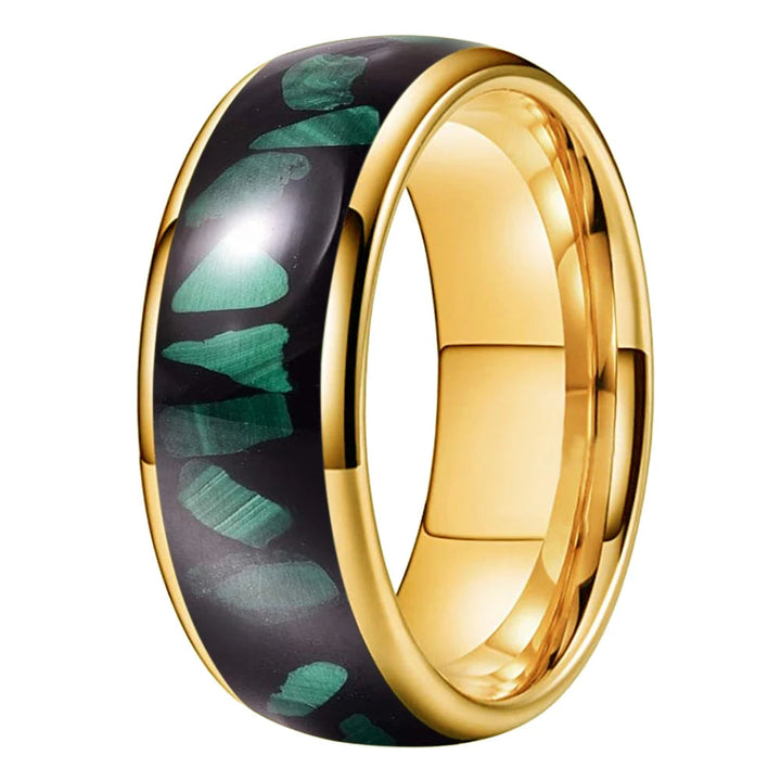 Tungsten Wedding Band with Green Malachite Inlay - Comfort Fit