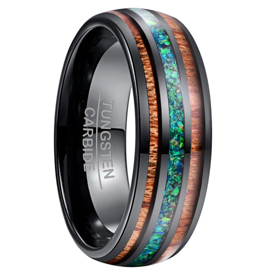 Tungsten Wood Inlay Ring