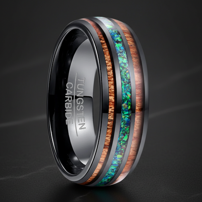 8mm Tungsten Wood Inlay Ring - RealTungsten