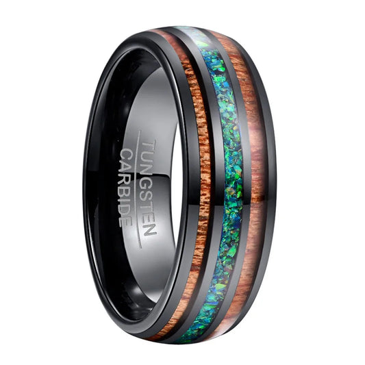 Tungsten Wood Inlay Ring