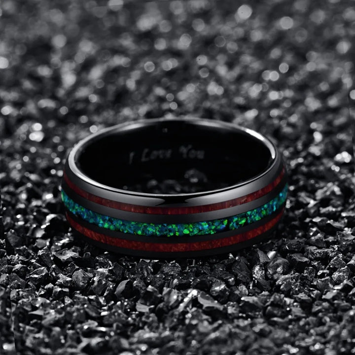 Tungsten Wood Inlay Ring